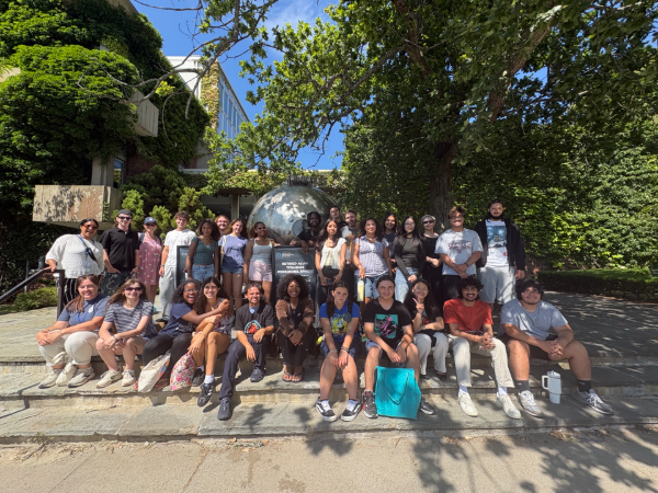 The cohort at the retired Alvin personnel sphere, Woods Hole
